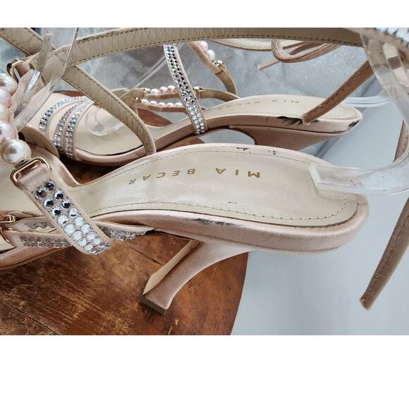 Mia Becar Gold Champane Audrey Sandal Size 41 US 11 Bling Strappy Dress Formal - Picture 13 of 16
